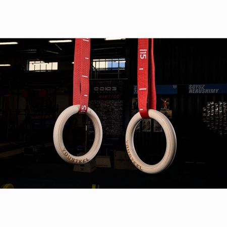 Купить Кольца гимнастические 32 мм красные стропы в Инте 