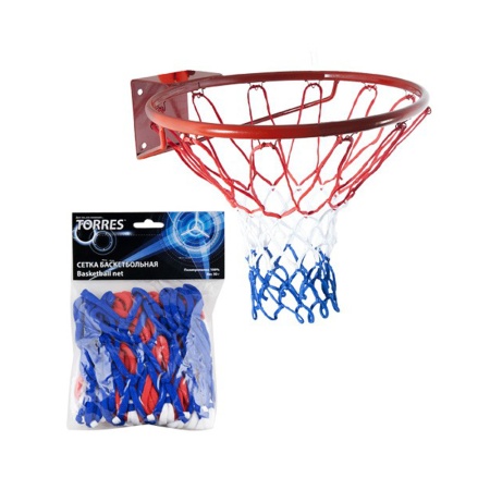 Купить Сетка баскетбольная Torres, нить 4 мм, бело-сине-красная в Инте 