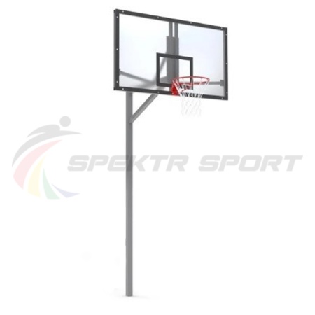 Купить Стойка баскетбольная уличная упрощенная со щитом из оргстекла, кольцом и сеткой SP D 412 в Инте 