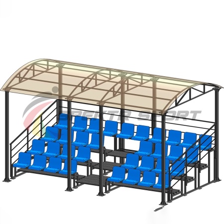 Купить Трибуна для зрителей 4 ряда на 34 места с навесом и перилами в Инте 